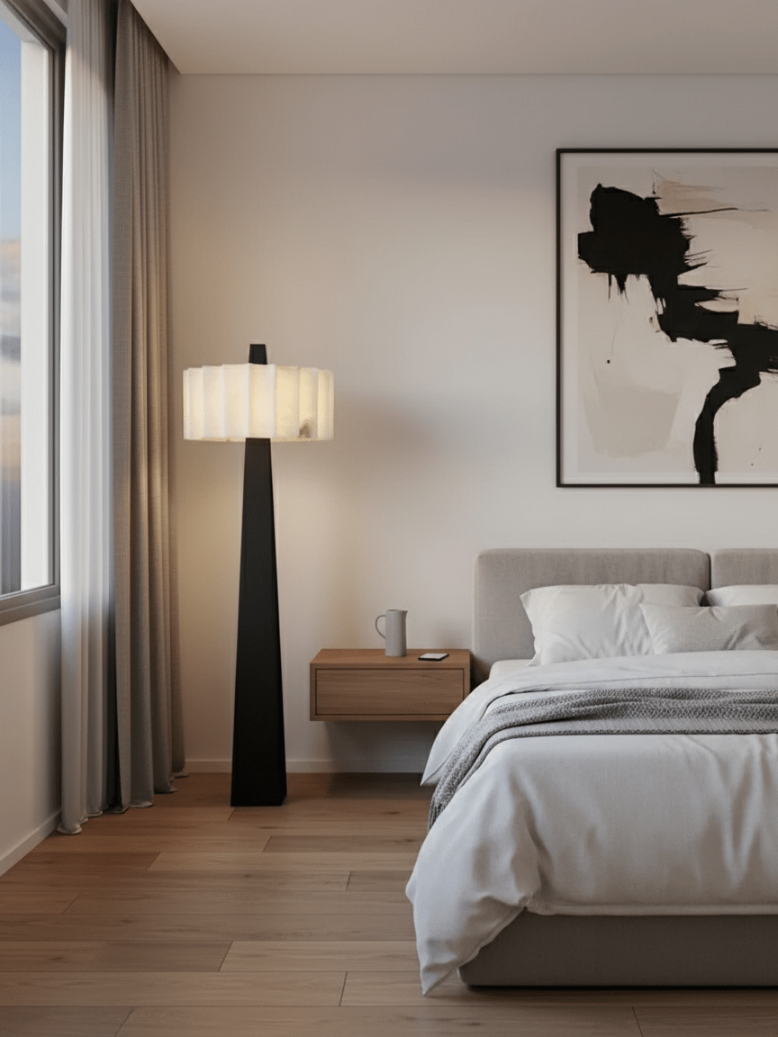 Origami Pleat Alabaster Floor Light, Floor Lamp, detail 2