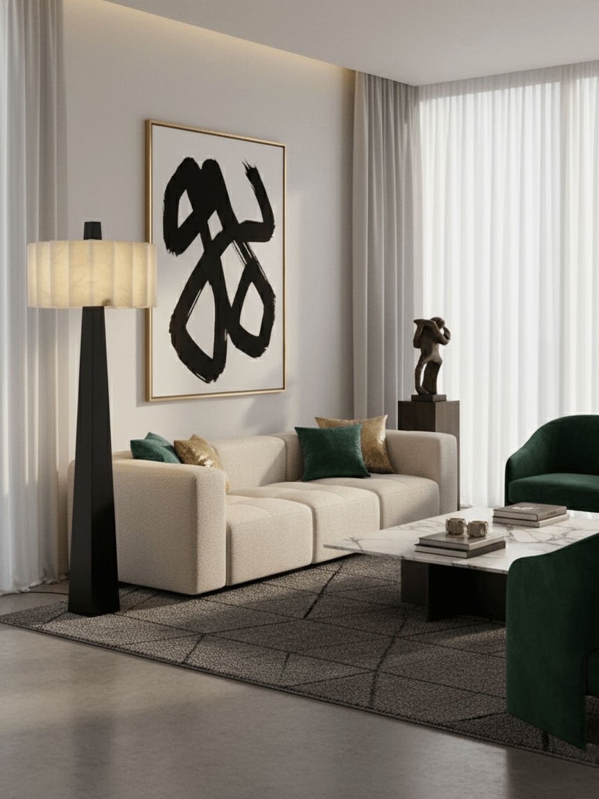 Origami Pleat Alabaster Floor Light, Floor Lamp, detail 7