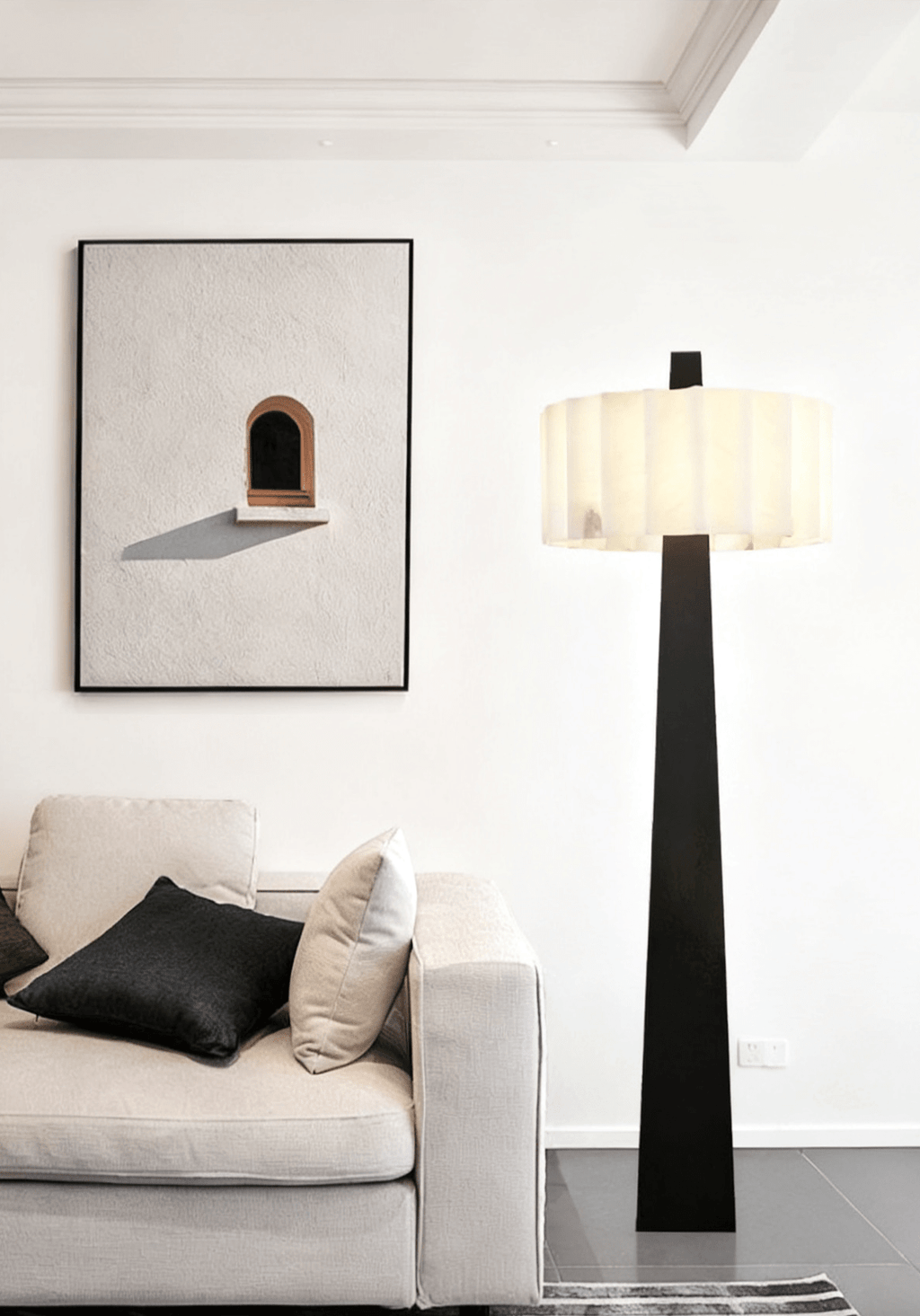 Origami Pleat Alabaster Floor Light, Floor Lamp, detail 13