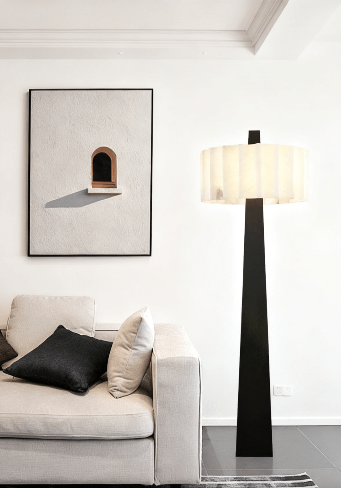 Origami Pleat Alabaster Floor Light, Floor Lamp, detail 13
