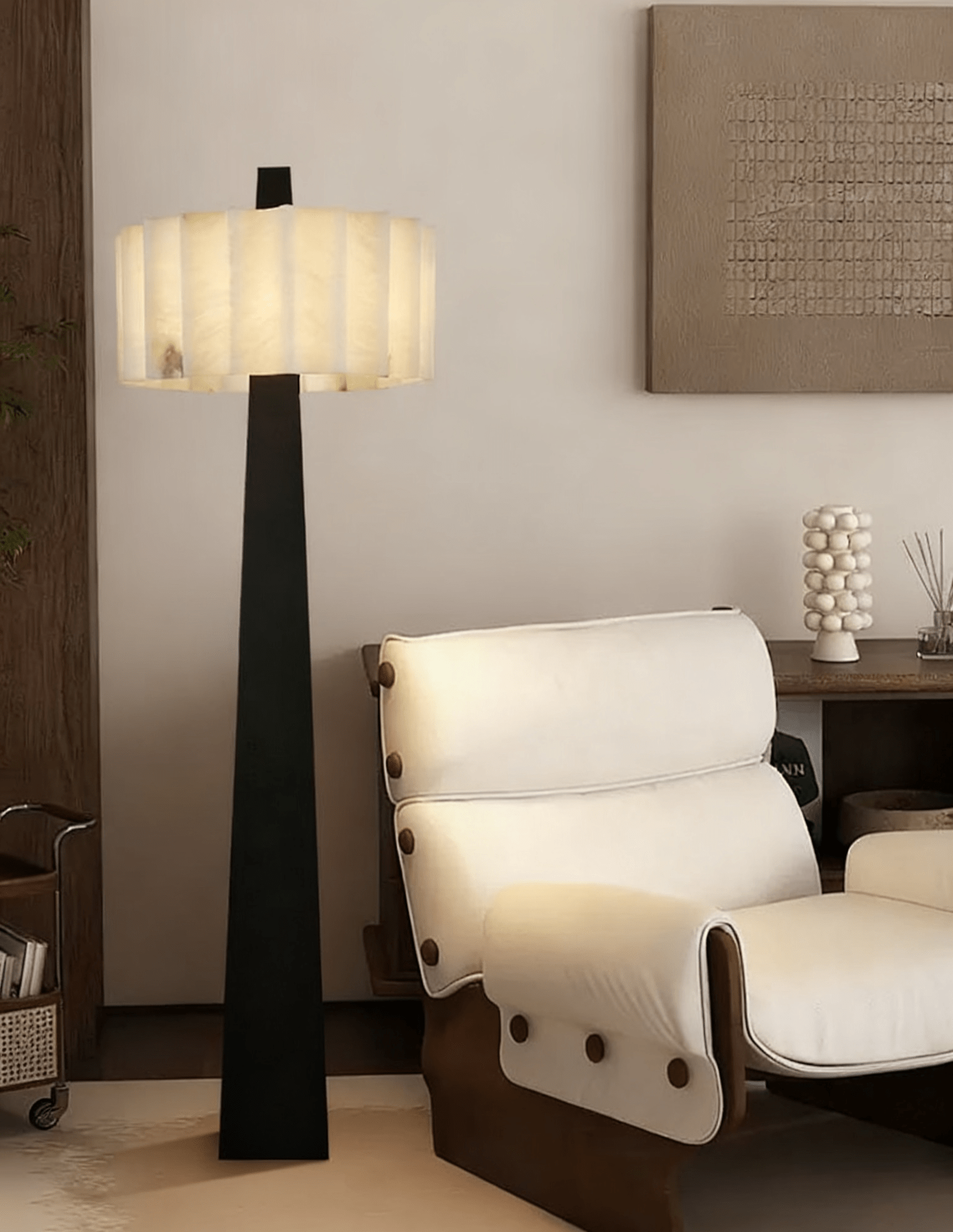 Origami Pleat Alabaster Floor Light, Floor Lamp, detail 14