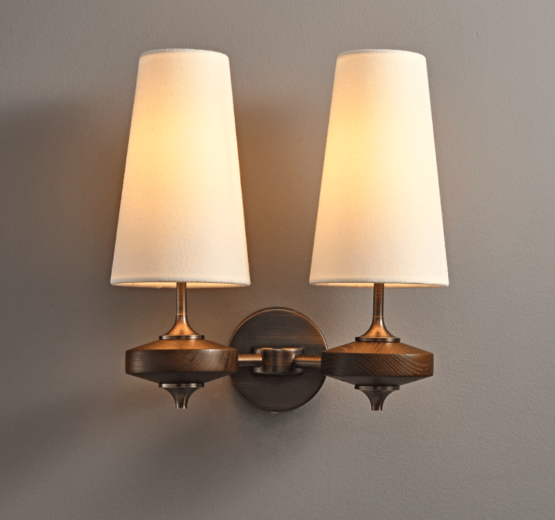 Orlan Twin Shade Wall Light, Hardwired Wall Sconce, detail 22