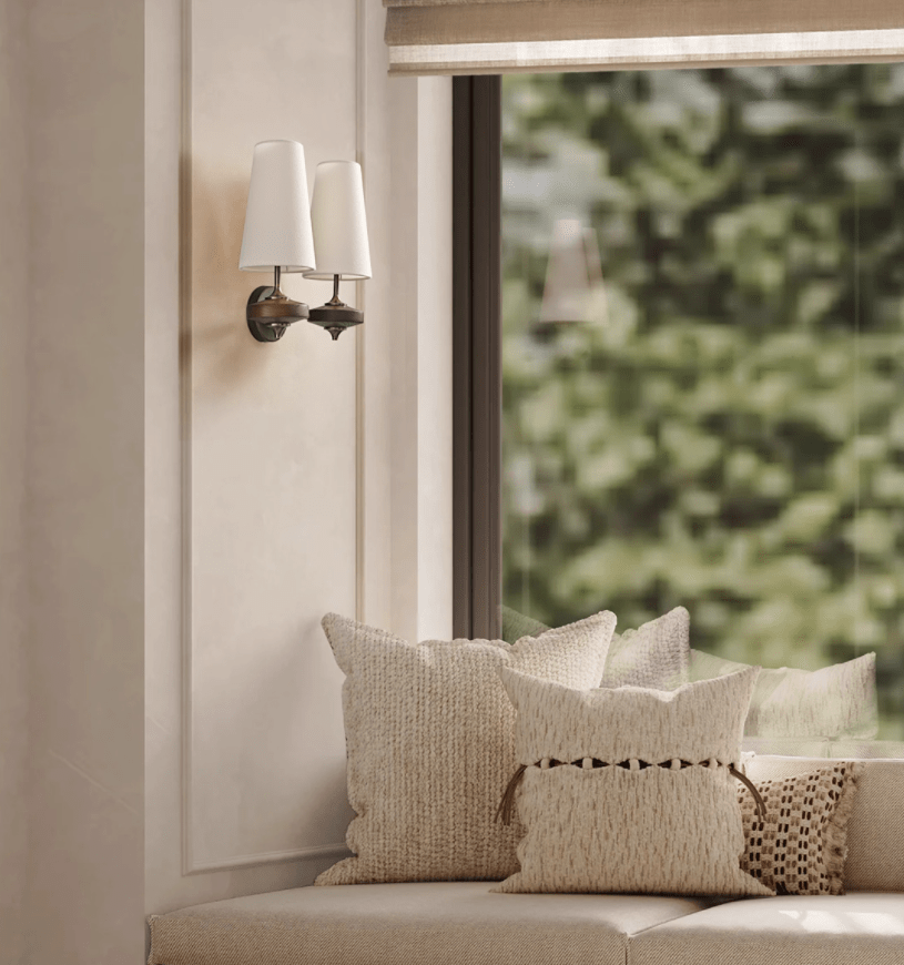 Orlan Twin Shade Wall Light, Hardwired Wall Sconce, detail 15