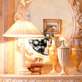 Ornate Rose Design Italian Table Light, Bedside Table Lamp, Height 68 cm