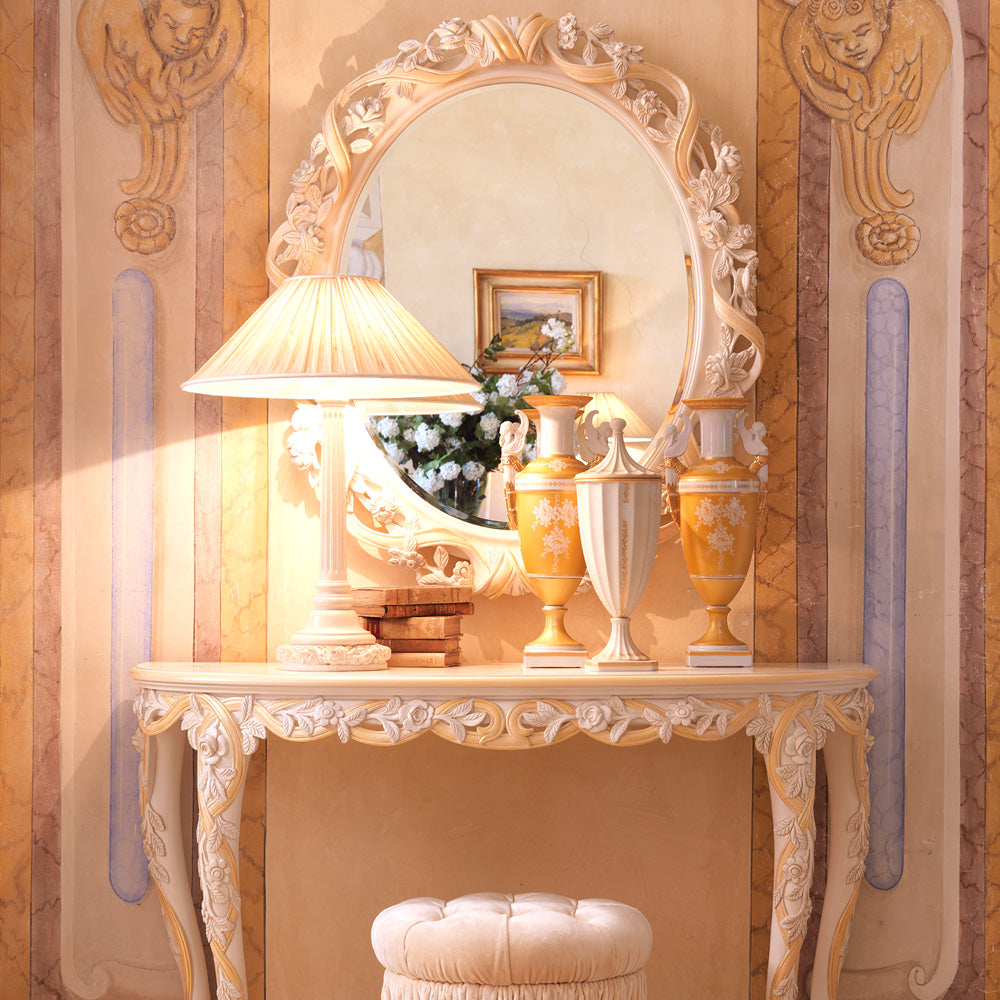 Ornate Rose Design Italian Table Light, Bedside Table Lamp, detail 2