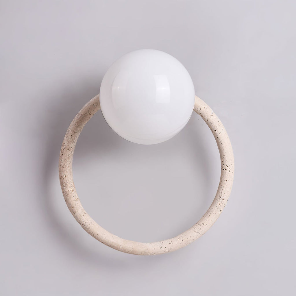 Orria Travertine Wall Light, Hardwired Wall Sconce, Metal, Dia 21cm x H 16cm