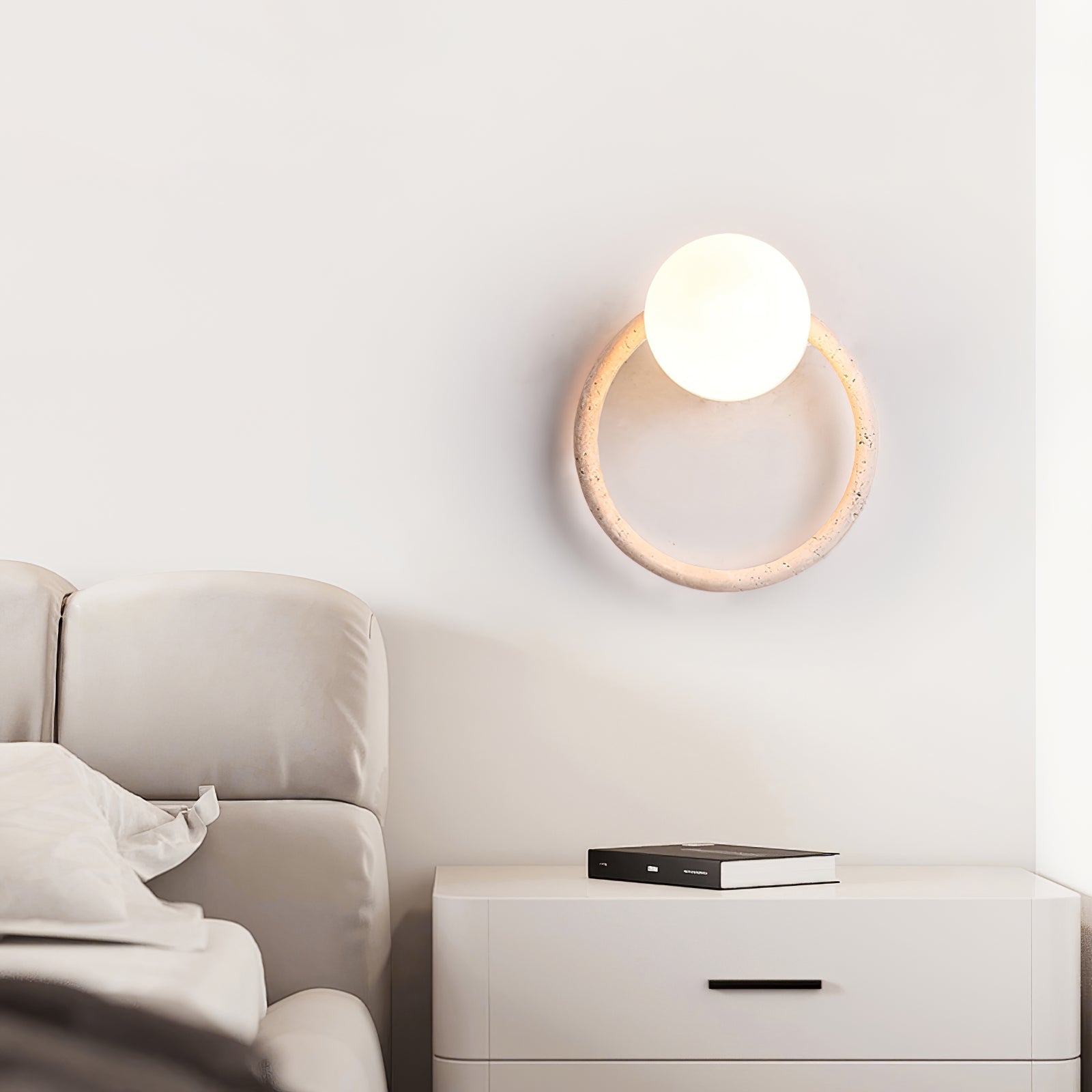 Orria Travertine Wall Light, Hardwired Wall Sconce, detail 5