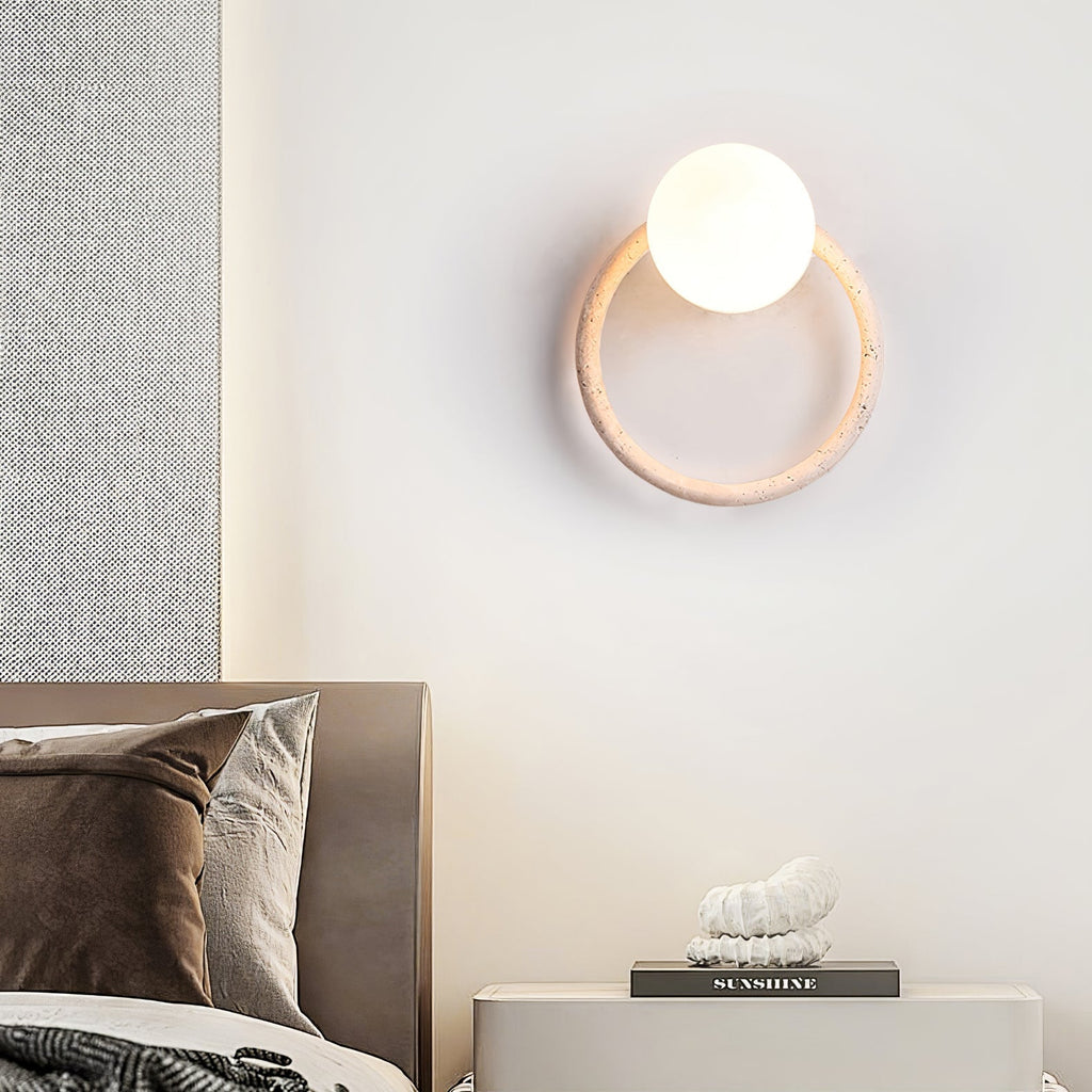 Orria Travertine Wall Light, Hardwired Wall Sconce, detail 4