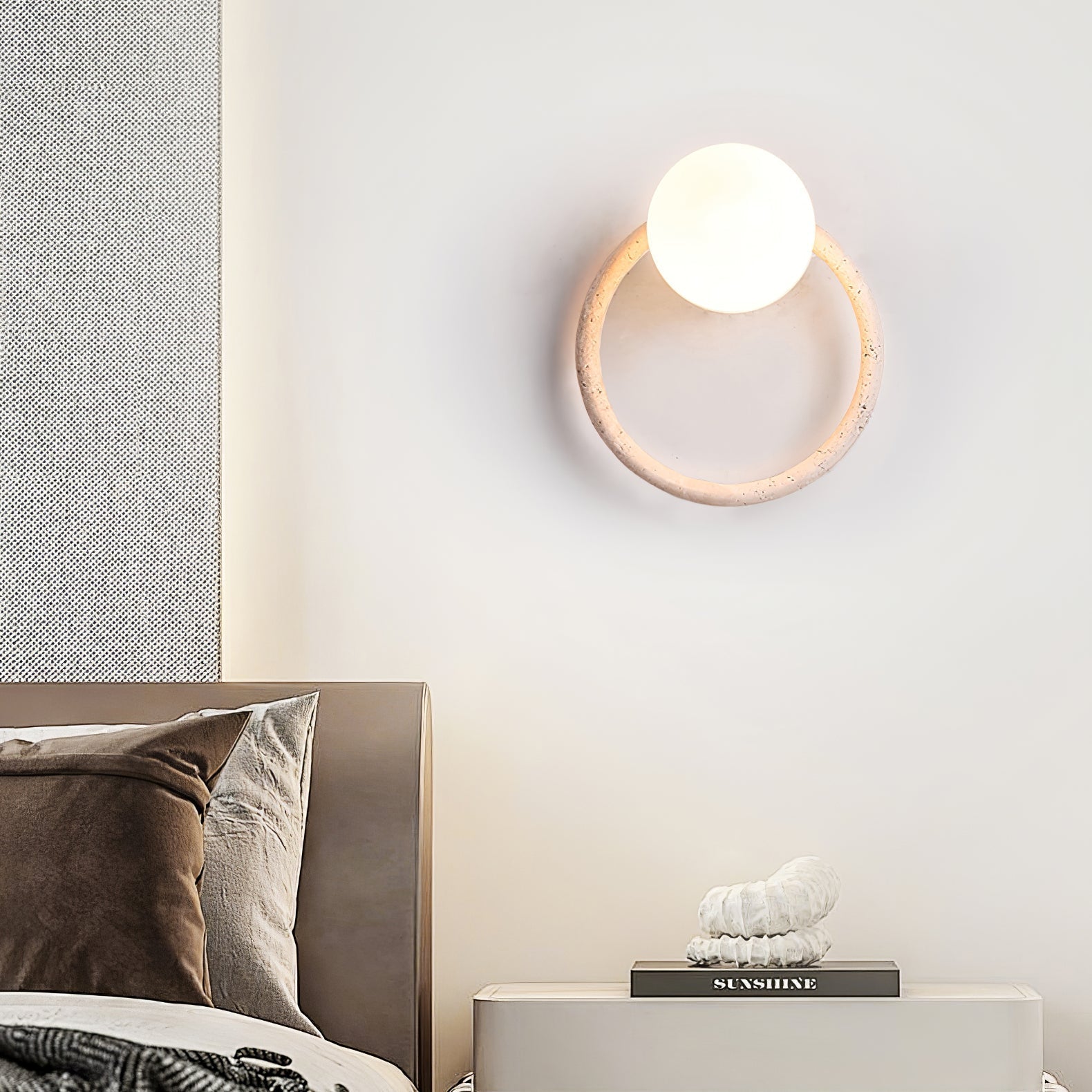 Orria Travertine Wall Light, Hardwired Wall Sconce, detail 4