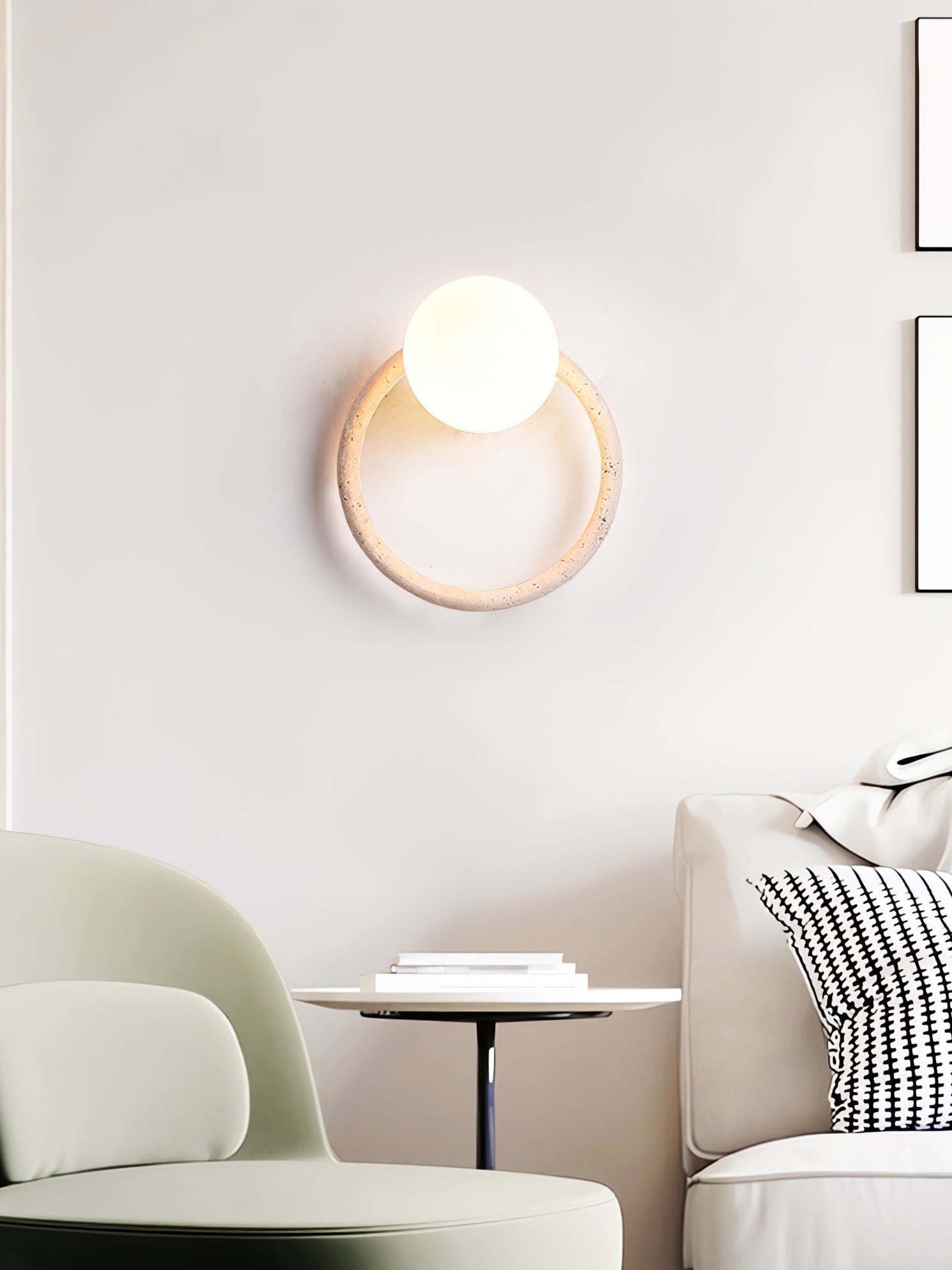 Orria Travertine Wall Light, Hardwired Wall Sconce, detail 8