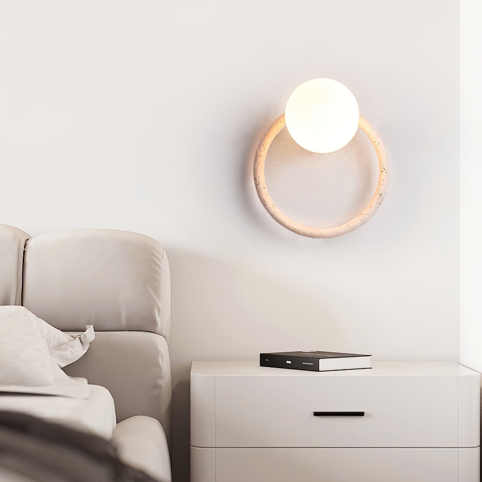 Orria Travertine Wall Light, Hardwired Wall Sconce, detail 15