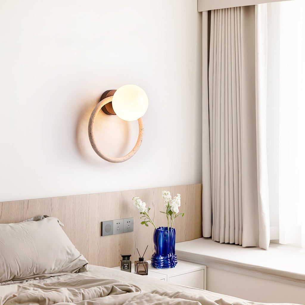 Orria Travertine Wall Light, Hardwired Wall Sconce, detail 14