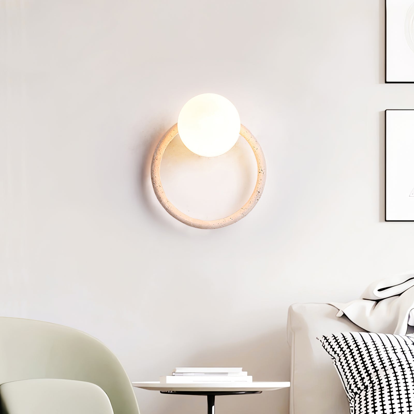 Orria Travertine Wall Light, Hardwired Wall Sconce, detail 3