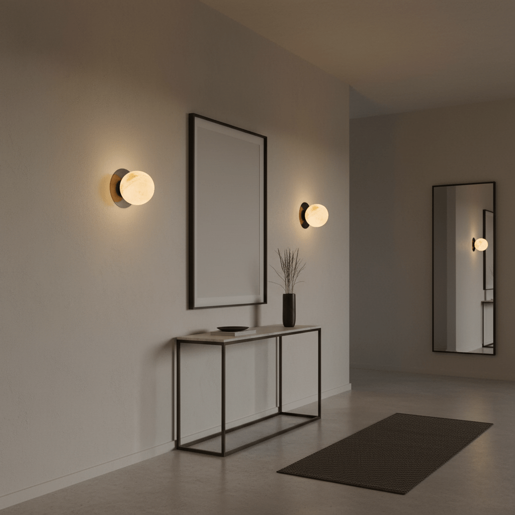 Orrila Dawn Alabaster Wall Light, Hardwired Wall Sconce, detail 3