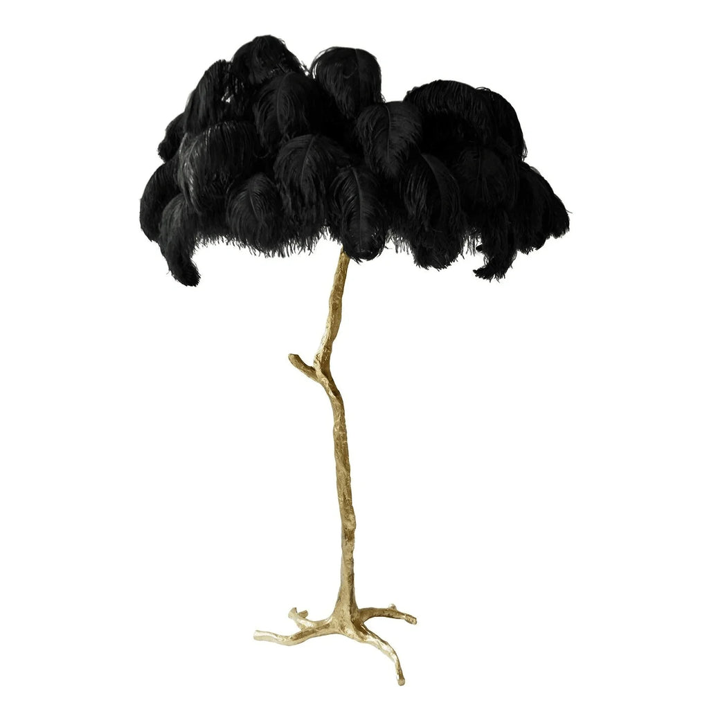 Feathered Elegance Brass Floor Lamp