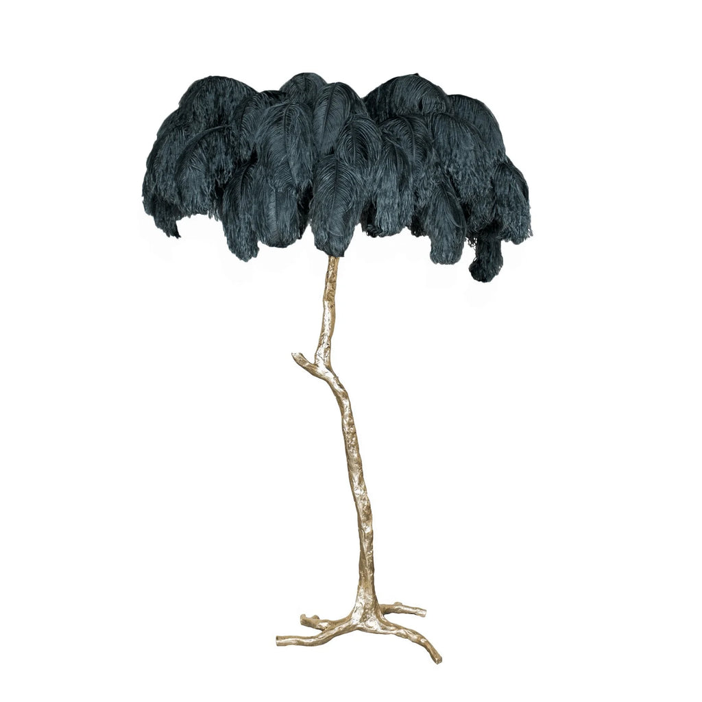 Feathered Elegance Brass Floor Lamp