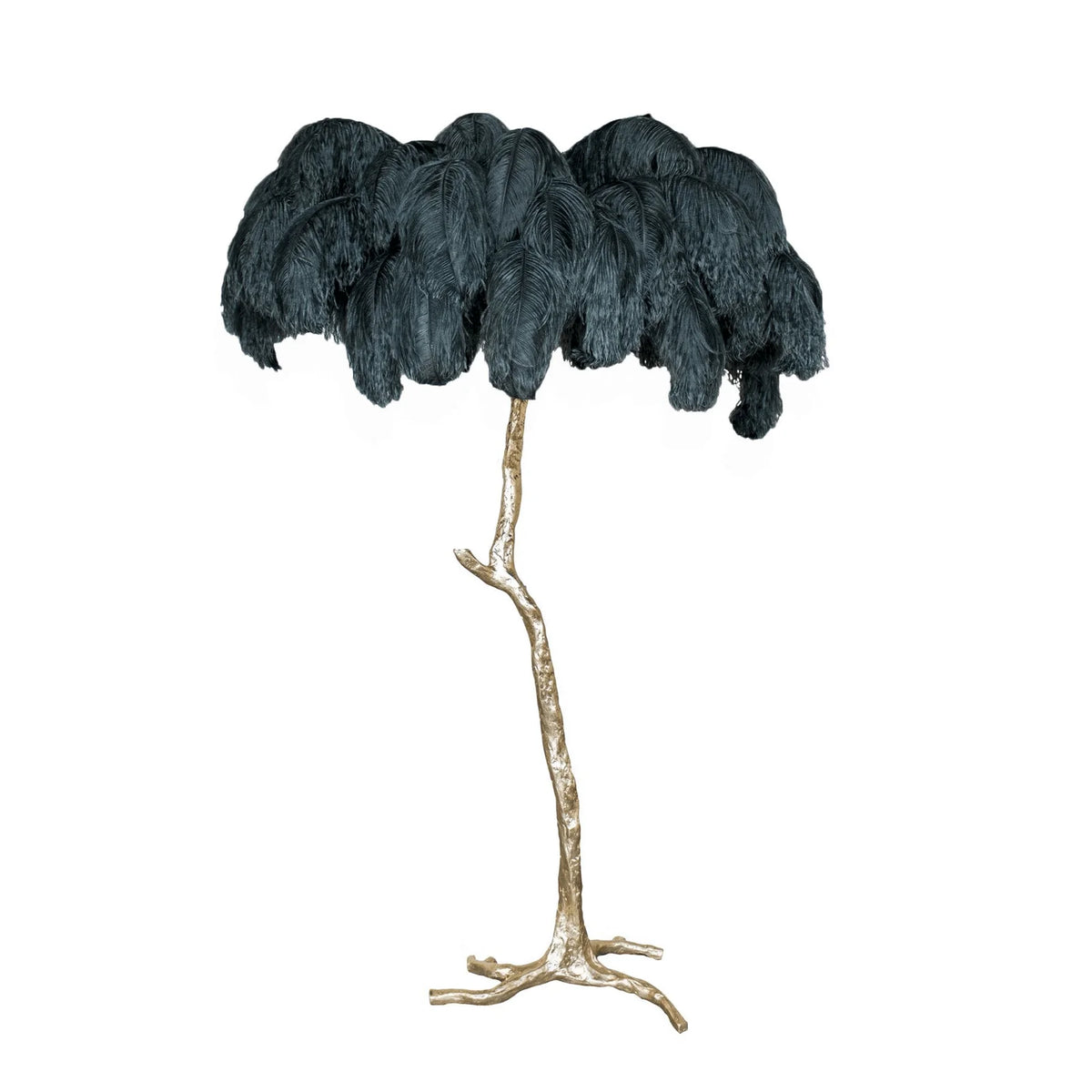 Feathered Elegance Brass Floor Lamp
