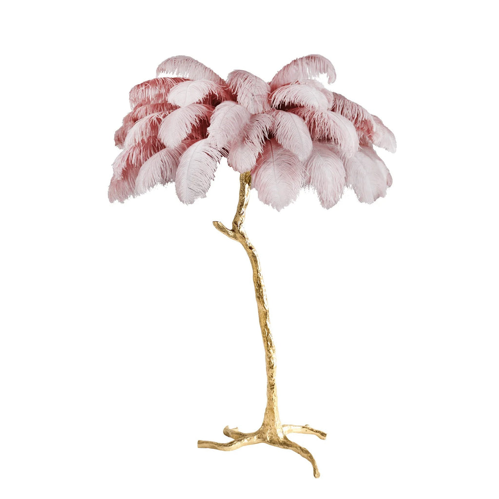 Feathered Elegance Brass Floor Lamp