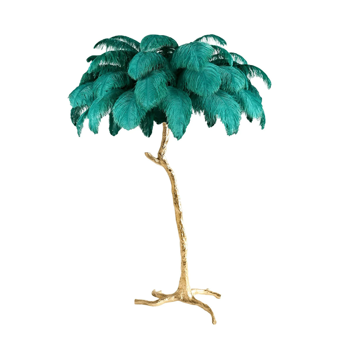 Feathered Elegance Brass Floor Lamp