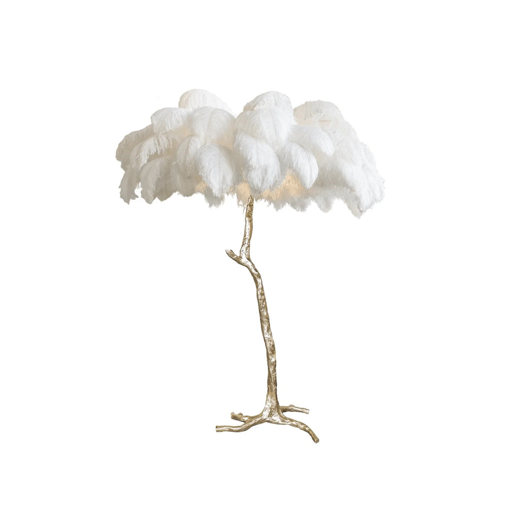 Feathered Elegance Brass Floor Lamp