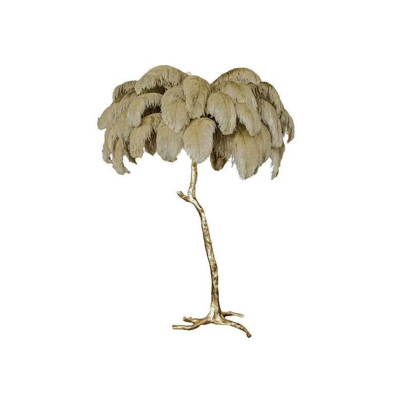 Feathered Elegance Brass Floor Lamp