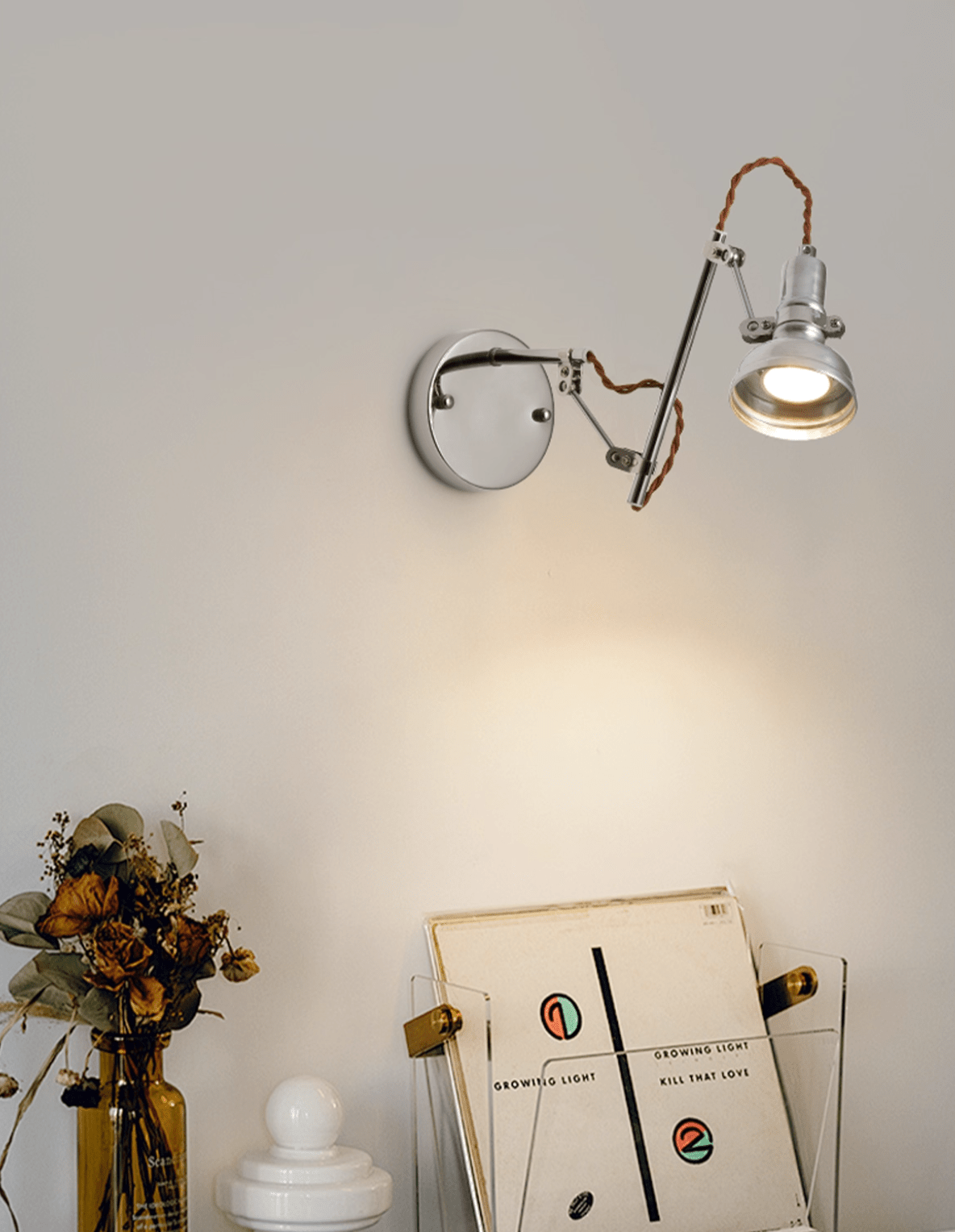 Otto Crane Wall Light, Hardwired Wall Sconce, detail 7