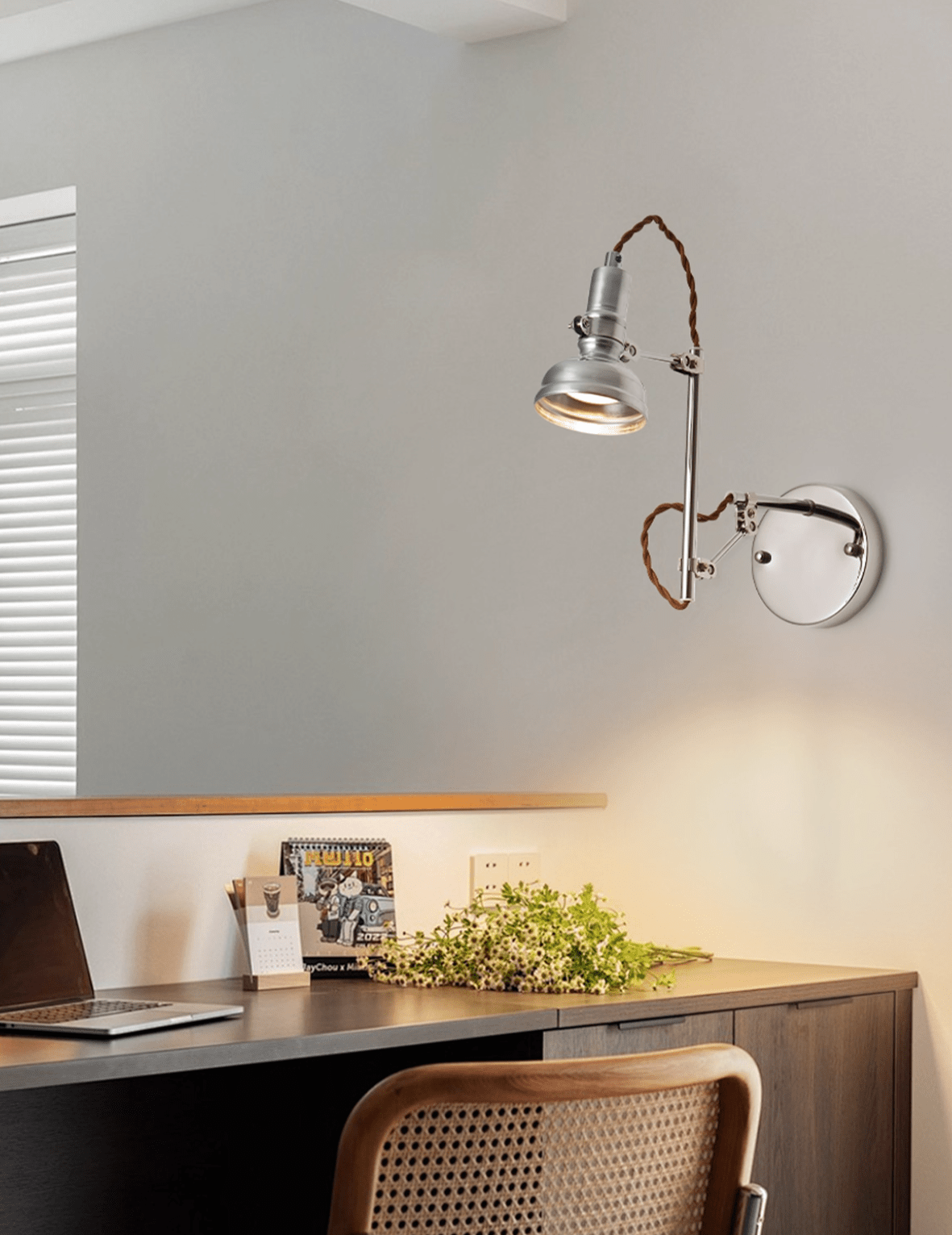 Otto Crane Wall Light, Hardwired Wall Sconce, detail 8