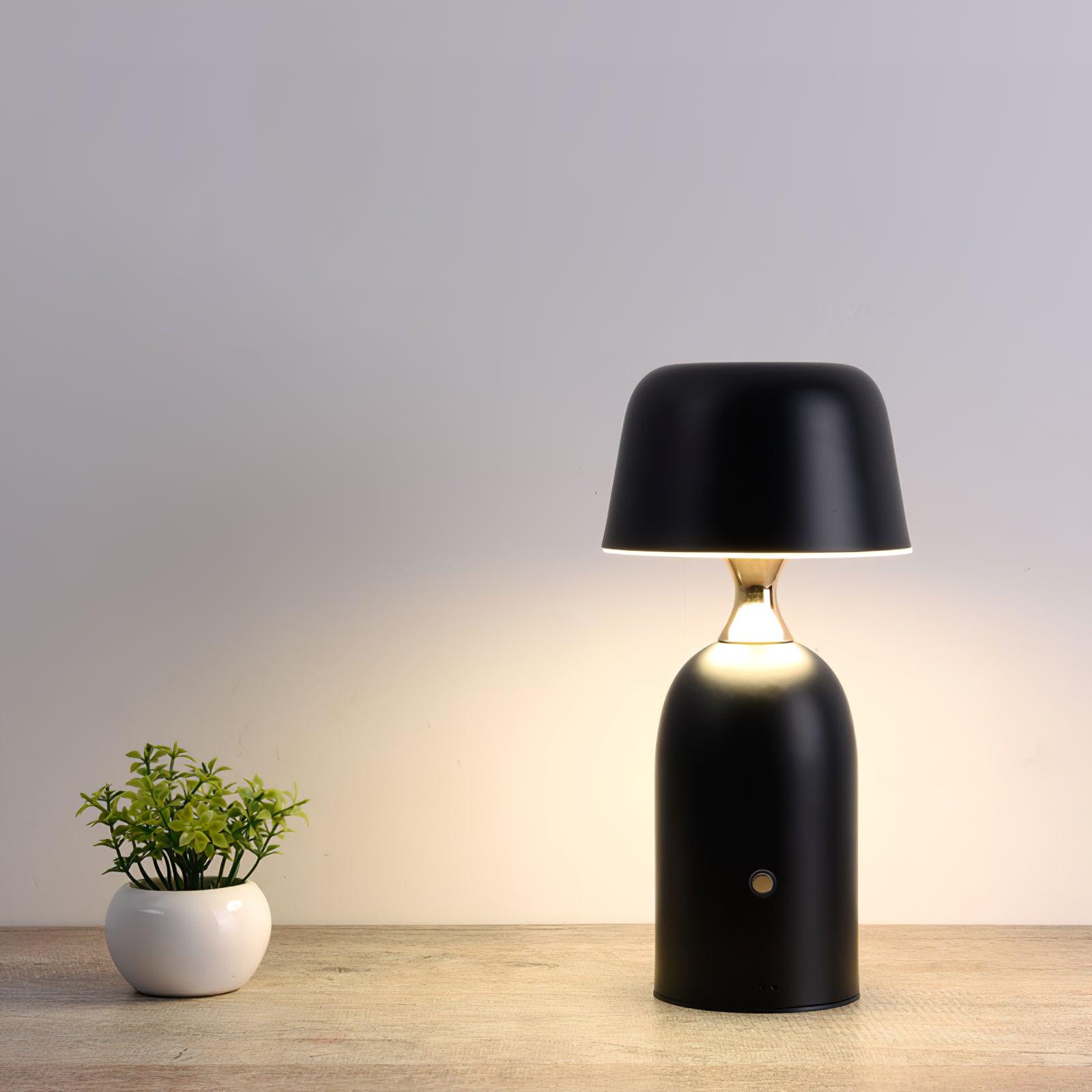 Ouliope Built-in Battery Table Light, Bedside Table Lamp, Metal, ∅ 4.5″ x H 9.8″