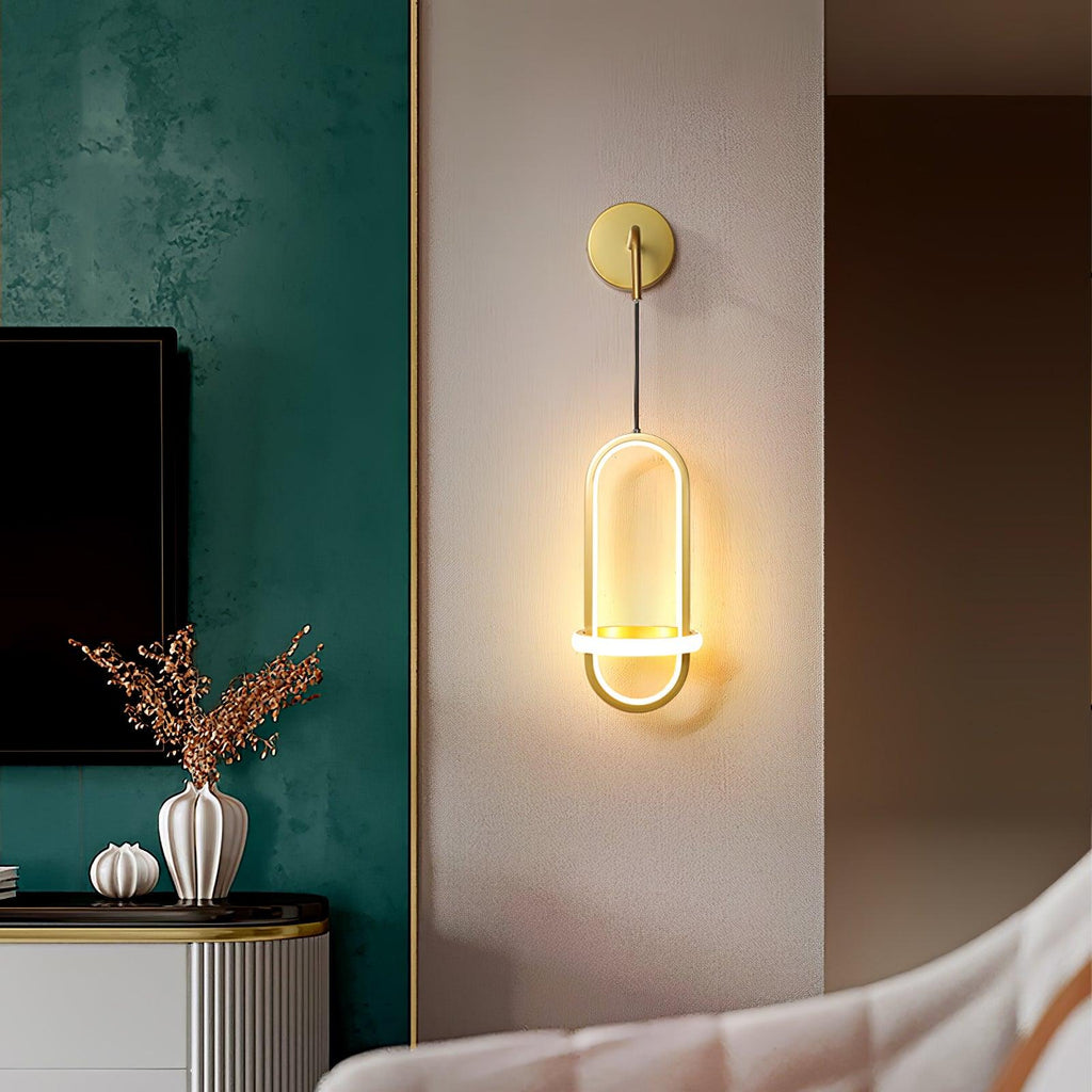 Oval Brass Wall Light, Bedroom Wall Sconce, detail 4
