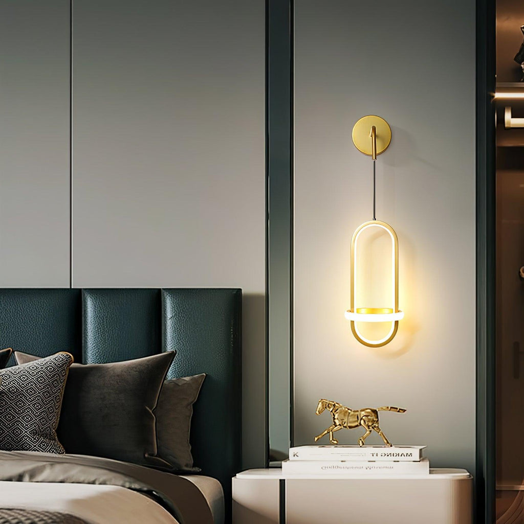 Oval Brass Wall Light, Bedroom Wall Sconce, detail 3