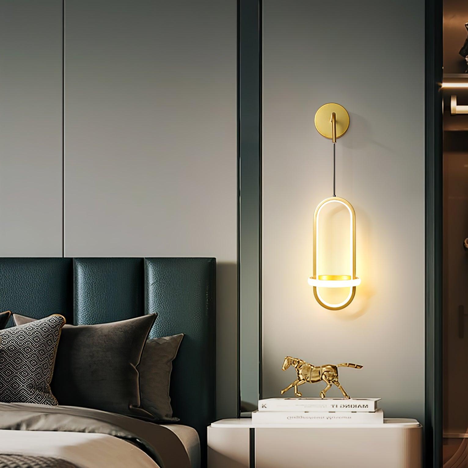 Oval Brass Wall Light, Bedroom Wall Sconce, detail 3