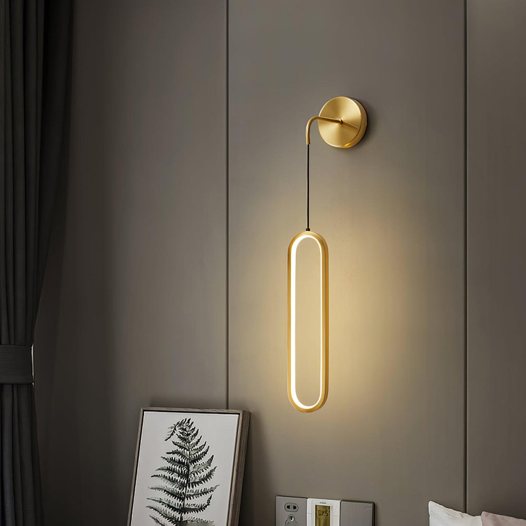 Oval LED Brass Wall Light, Hardwired Wall Sconce, detail 3