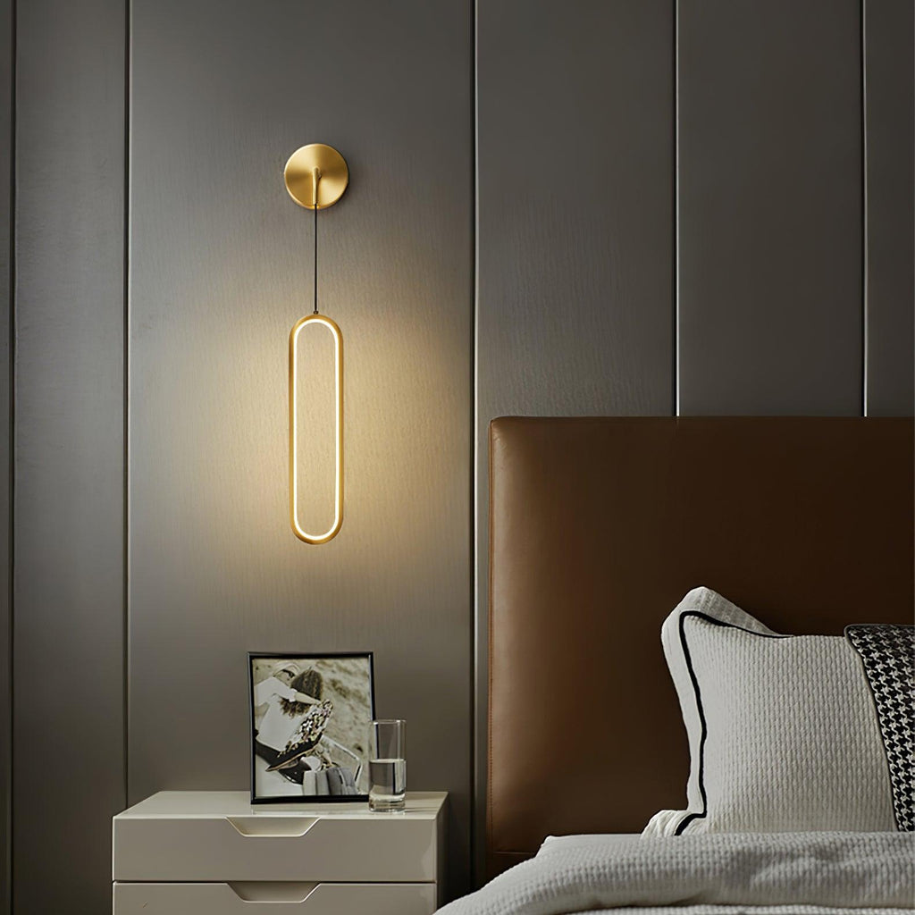 Oval LED Brass Wall Light, Hardwired Wall Sconce, detail 5