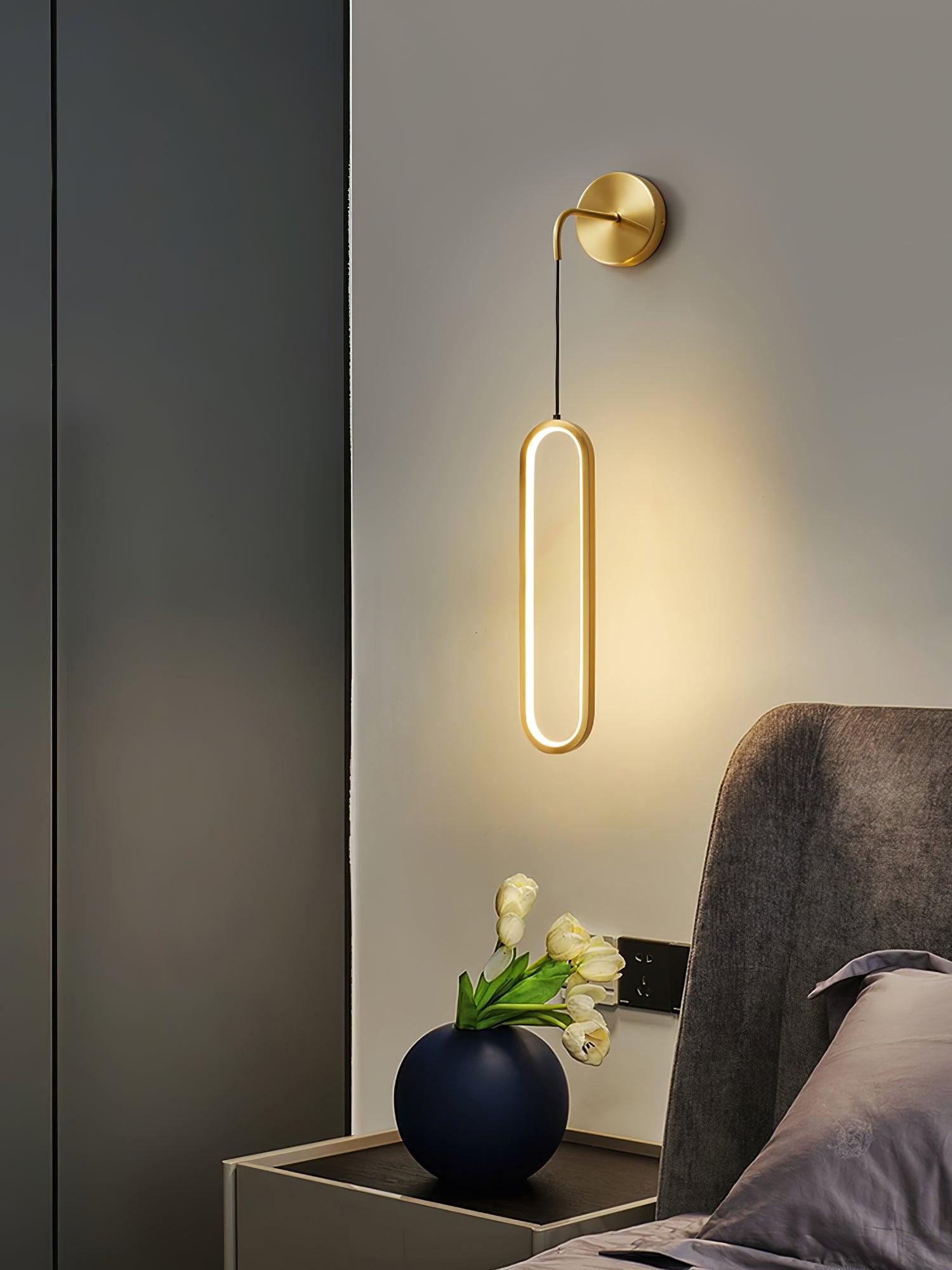 Oval LED Brass Wall Light, Hardwired Wall Sconce, detail 4