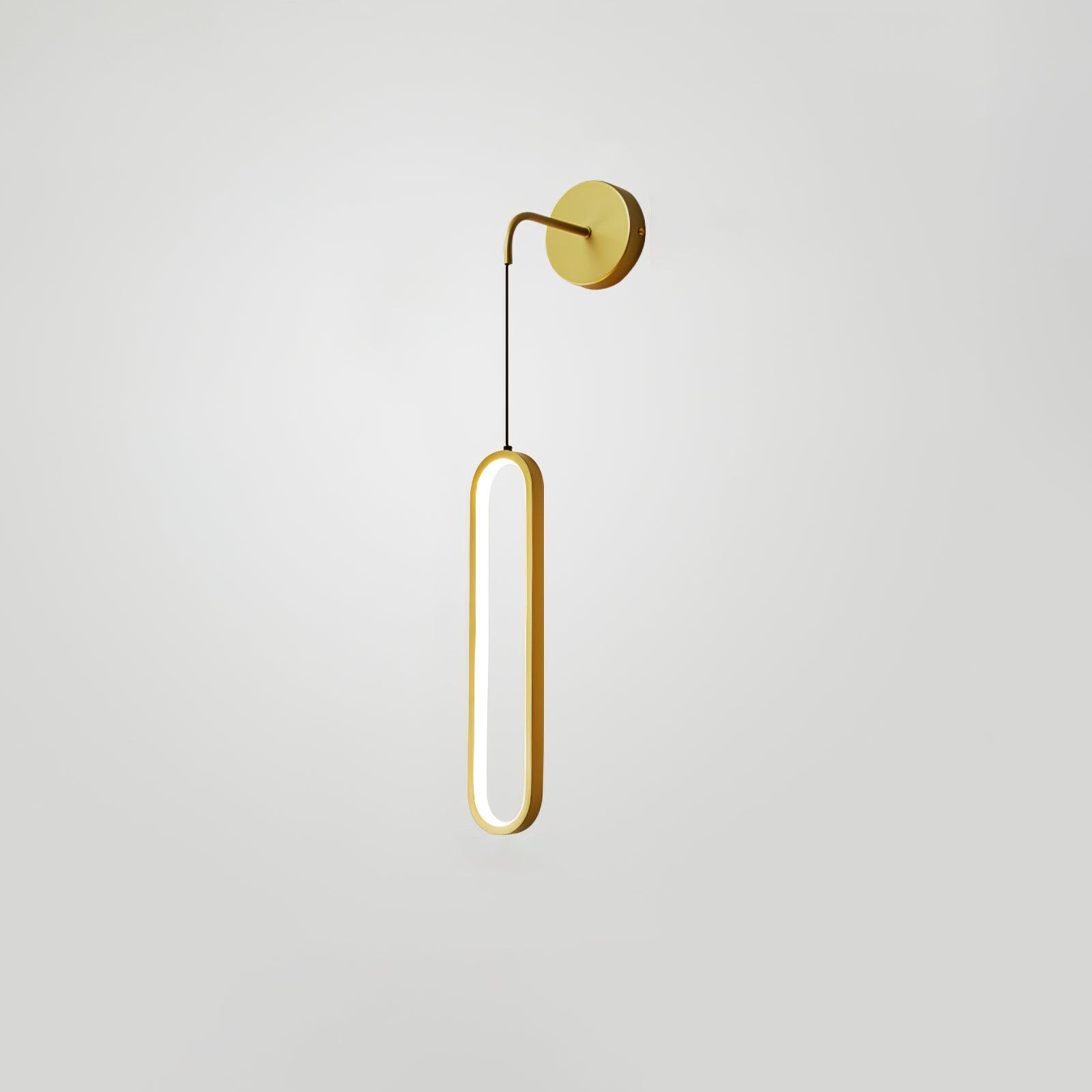 Oval LED Brass Wall Light, Hardwired Wall Sconce, Dia 9cm x H 68cm