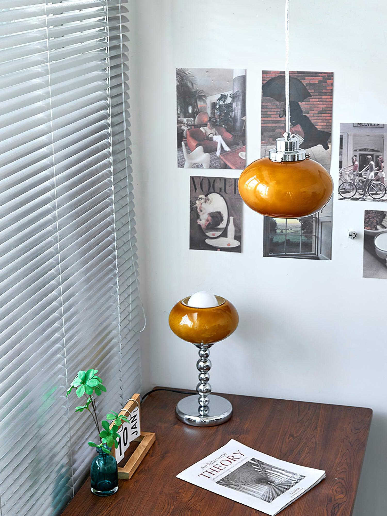 Oval Persimmon Table Lamp, Bedside Table Lamp, detail 5