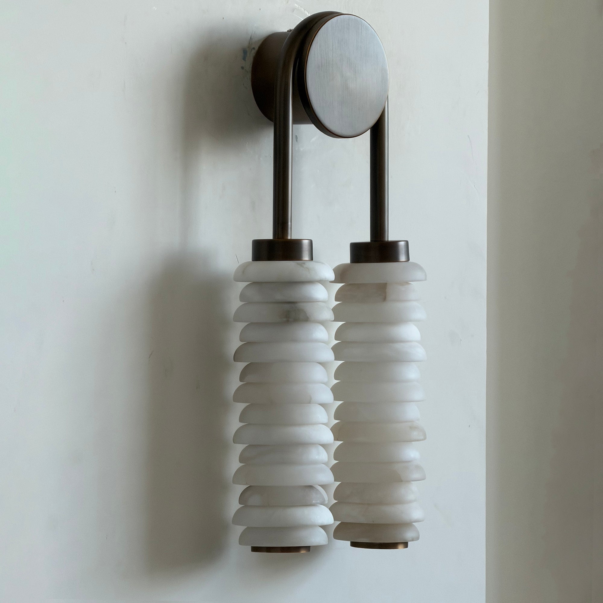 Calla Ribbed Alabaster Wall Light, Hardwired Wall Sconce, detail 26
