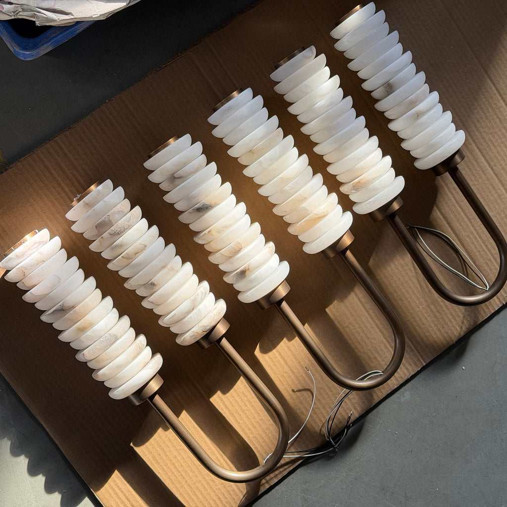 Calla Ribbed Alabaster Wall Light, Hardwired Wall Sconce, detail 28