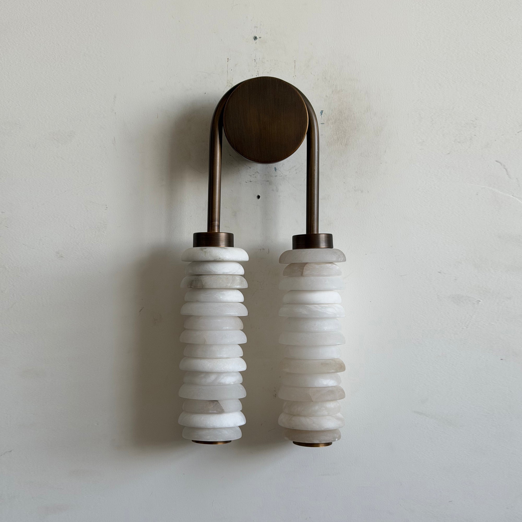 Calla Ribbed Alabaster Wall Light, Hardwired Wall Sconce, detail 25