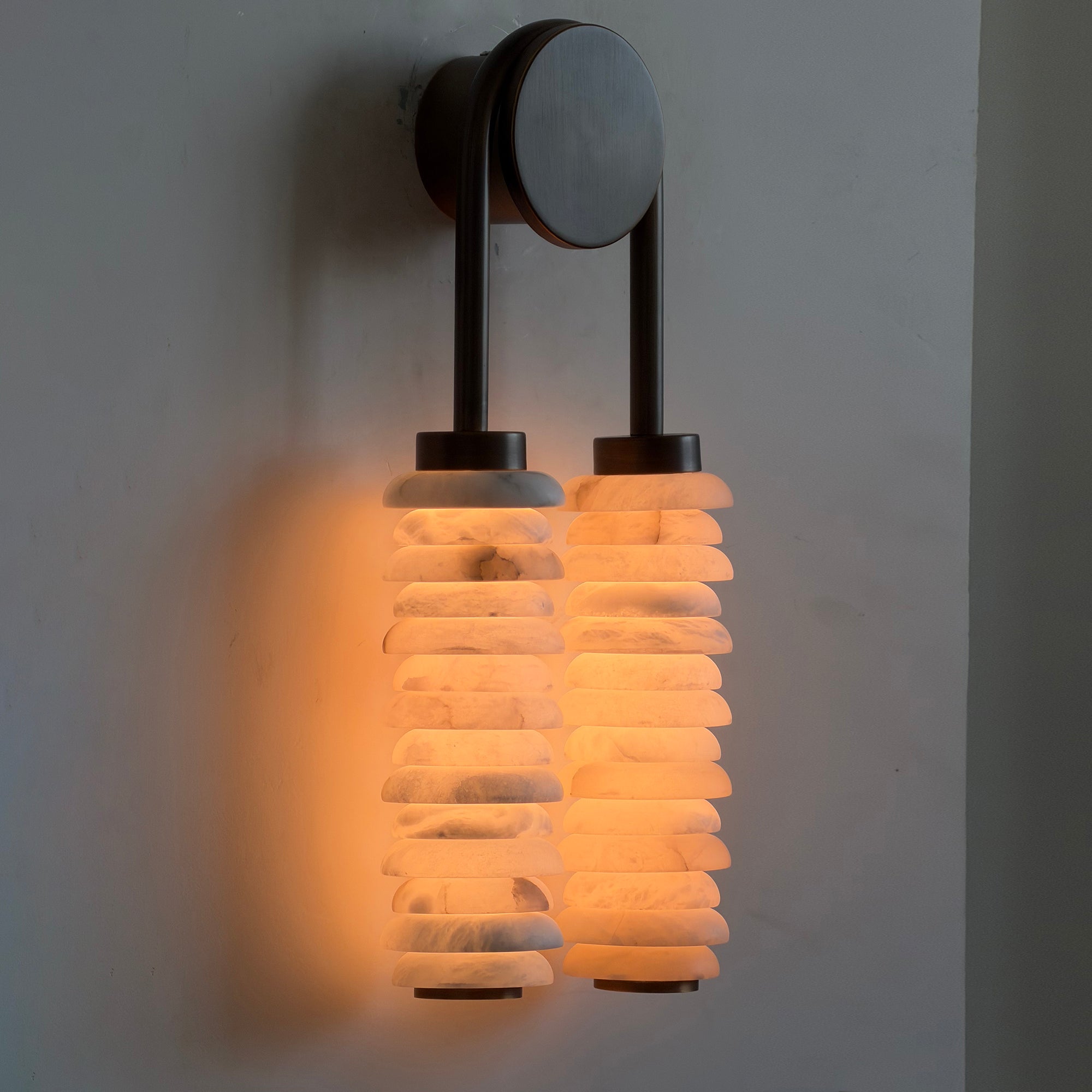 Calla Ribbed Alabaster Wall Light, Hardwired Wall Sconce, detail 27