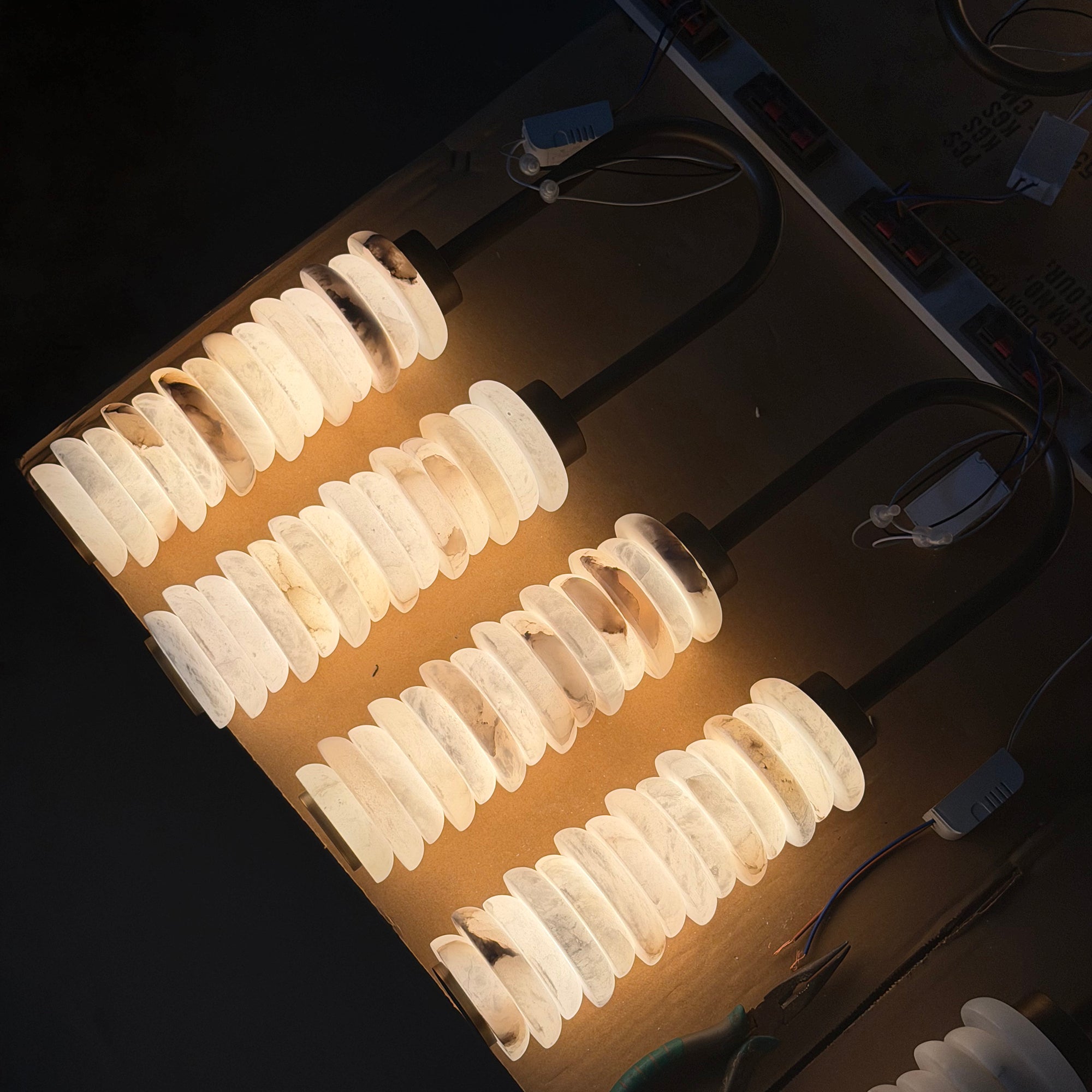 Calla Ribbed Alabaster Wall Light, Hardwired Wall Sconce, detail 29