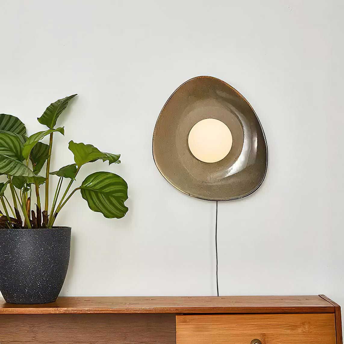 Pebble Disc Plug-In Wall Light, Plug-In Wall Sconce, Ceramics, Dia 26cm x H 30cm