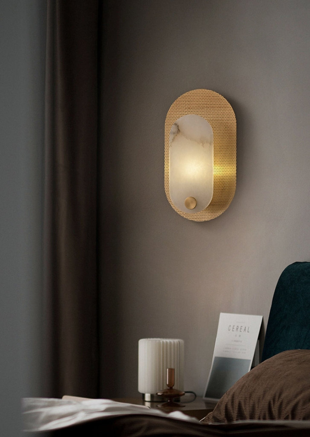 Perforated Oval Alabaster Wall Light - Wall Lamp, Hardwired Wall Sconce, detail 4