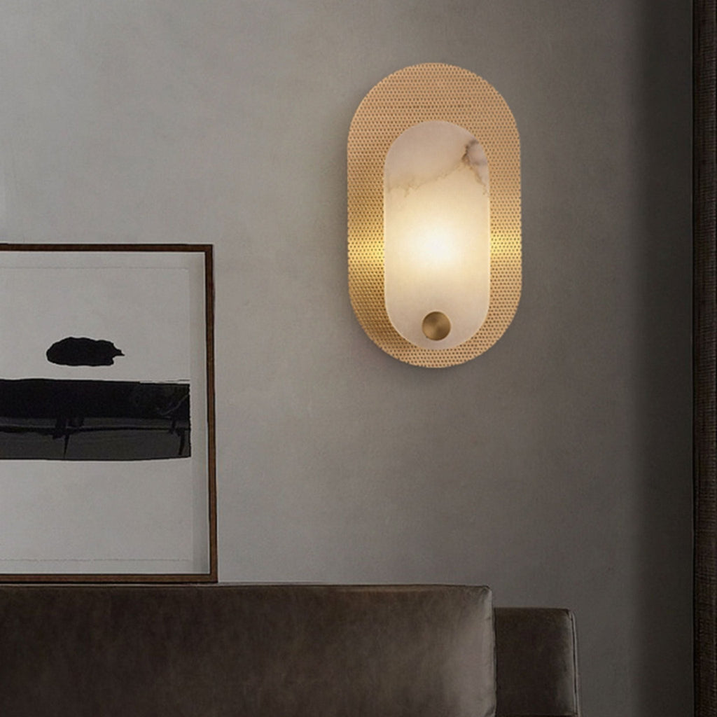 Perforated Oval Alabaster Wall Light - Wall Lamp, Hardwired Wall Sconce, detail 2