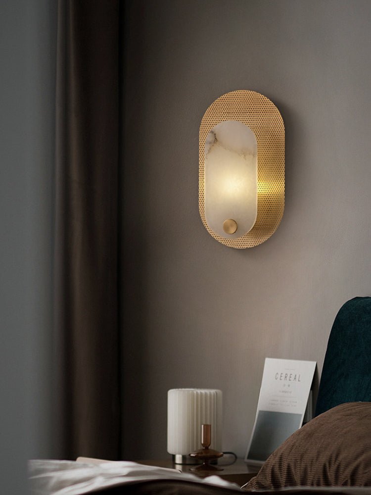 Perforated Oval Alabaster Wall Light - Wall Lamp, Hardwired Wall Sconce, detail 5