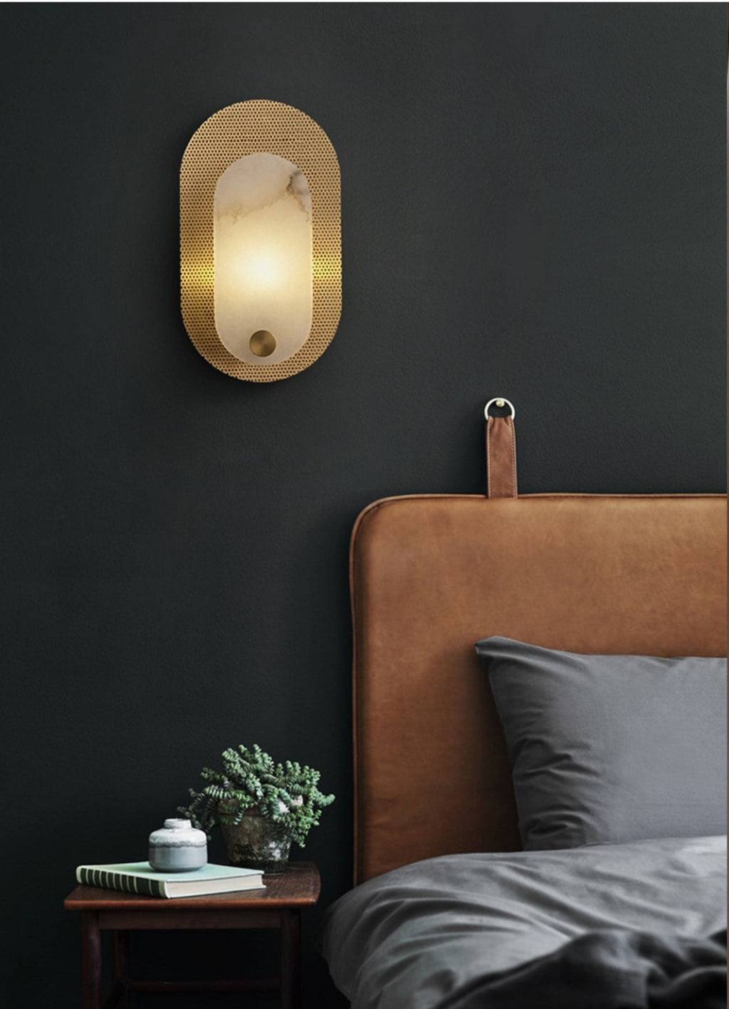 Perforated Oval Alabaster Wall Light - Wall Lamp, Hardwired Wall Sconce, detail 6