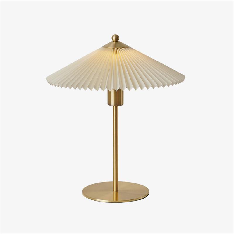 Perla Pleated Table Light, Bedside Table Lamp, Iron, ∅ 14.2″ x H 16.9″