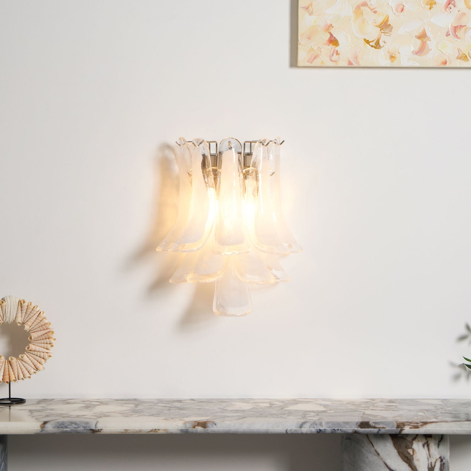 Petalo Glass Wall Light, Hardwired Wall Sconce, detail 15