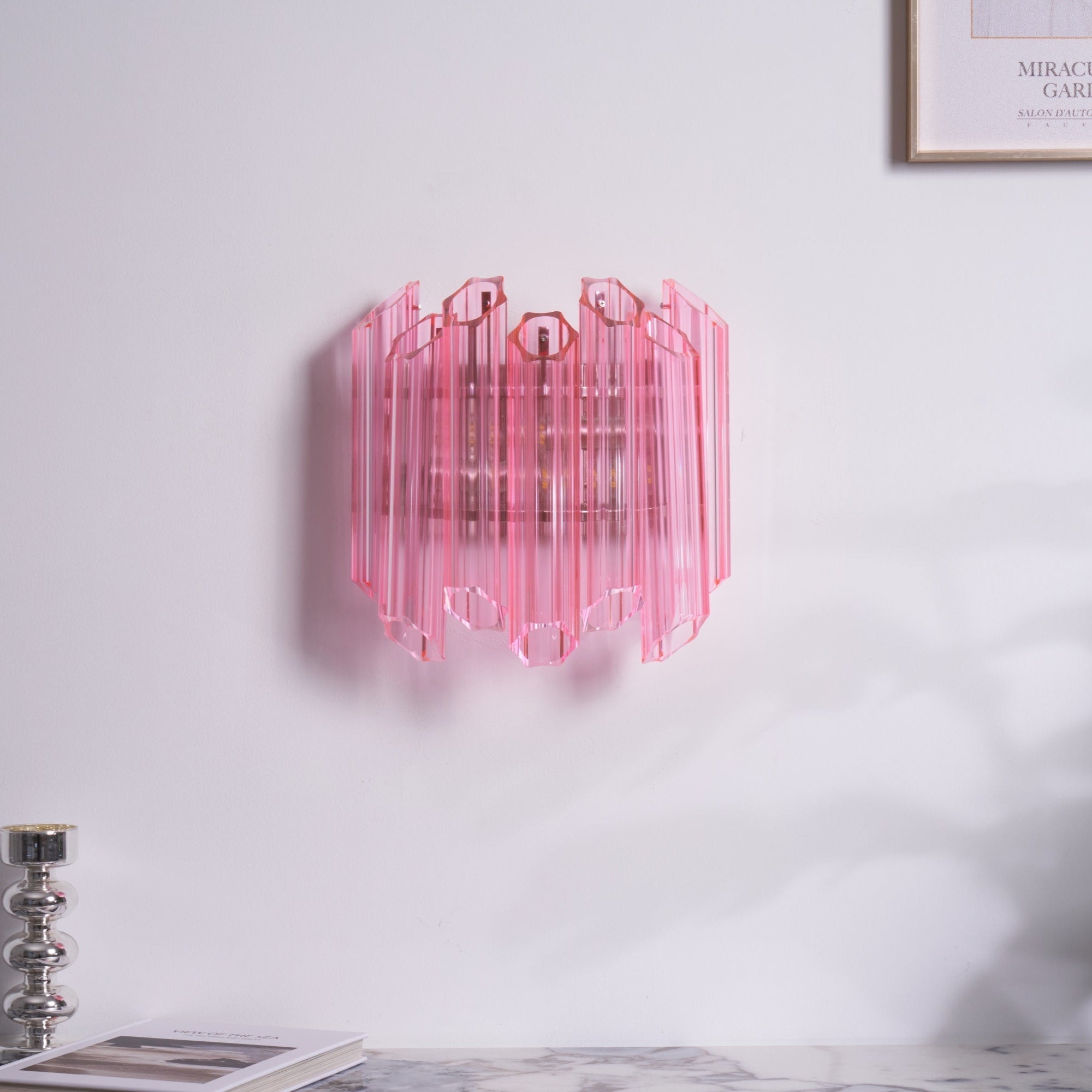 Pink Palermo Murano Wall Light, Hardwired Wall Sconce, detail 9