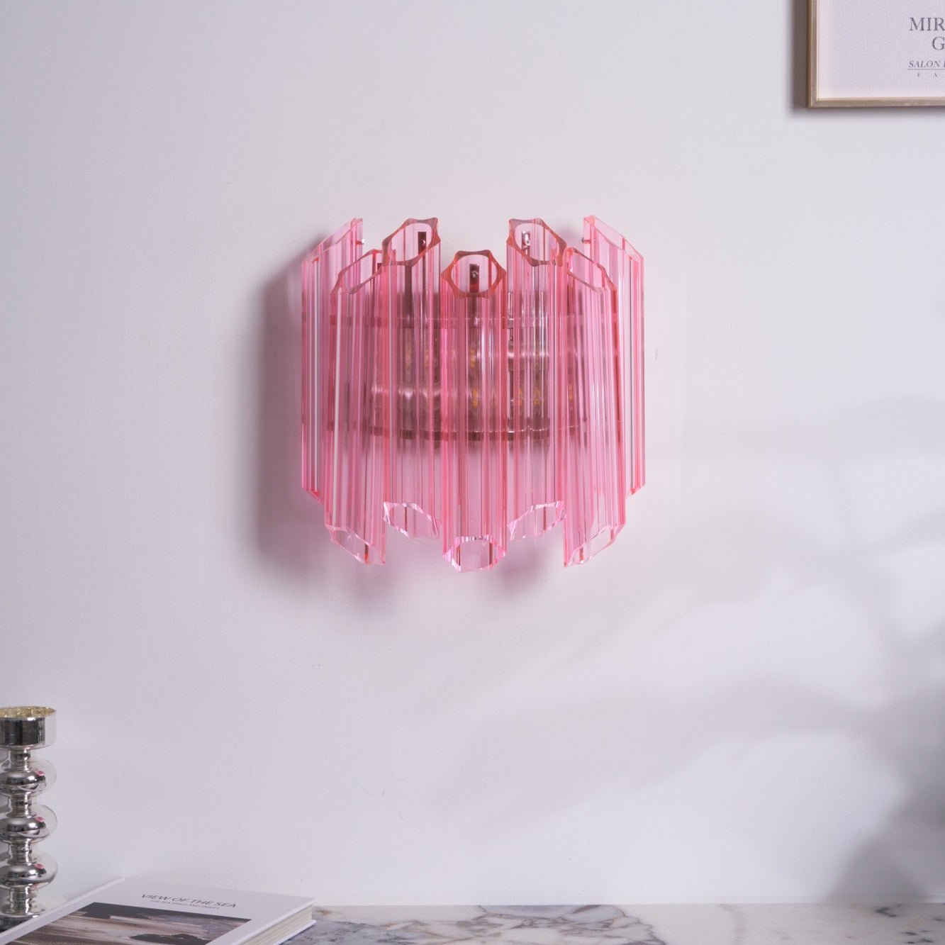 Pink Palermo Murano Wall Light, Hardwired Wall Sconce, detail 10